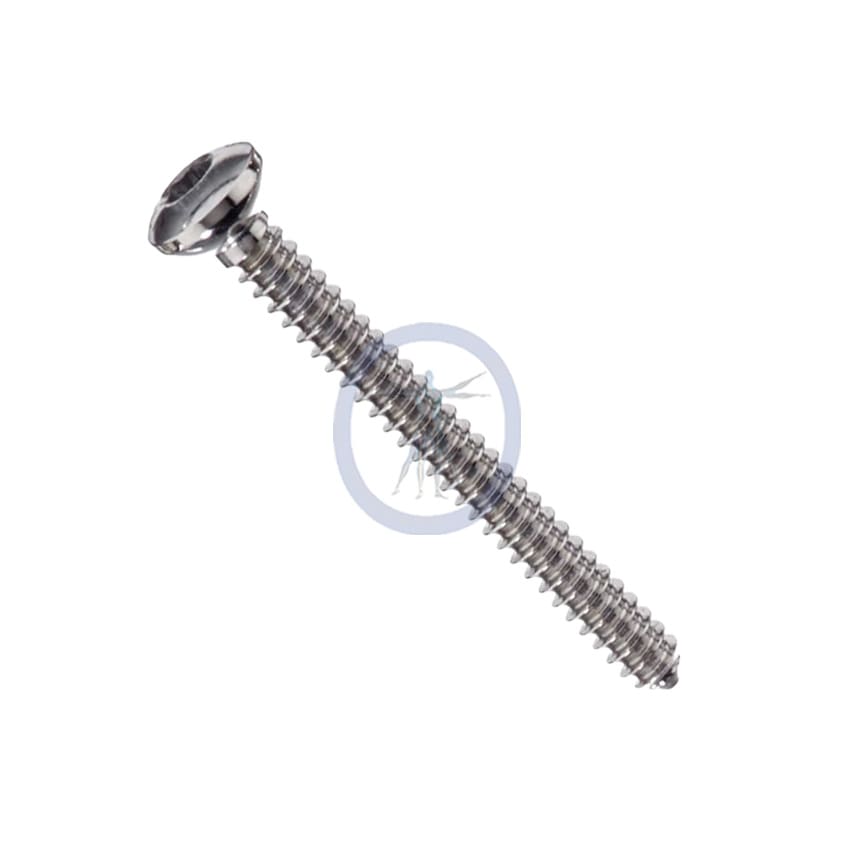 A picture of the side view of a screw.