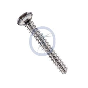 A picture of the side view of a screw.