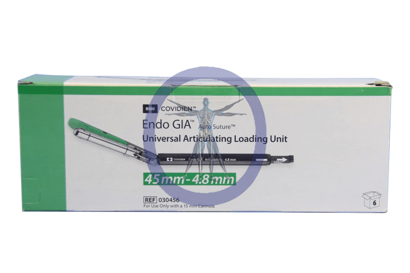 A box of endo gia universal articulating leading unit.