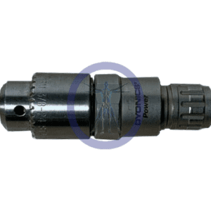 A close up of an industrial drill chuck