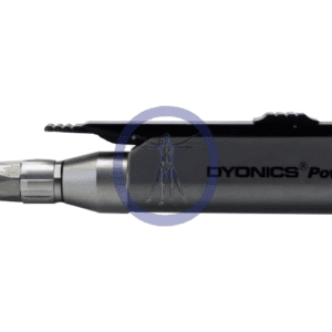 A close up of the side of a black electric screwdriver.