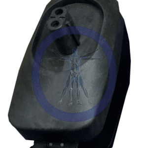 A black and blue picture of a car seat