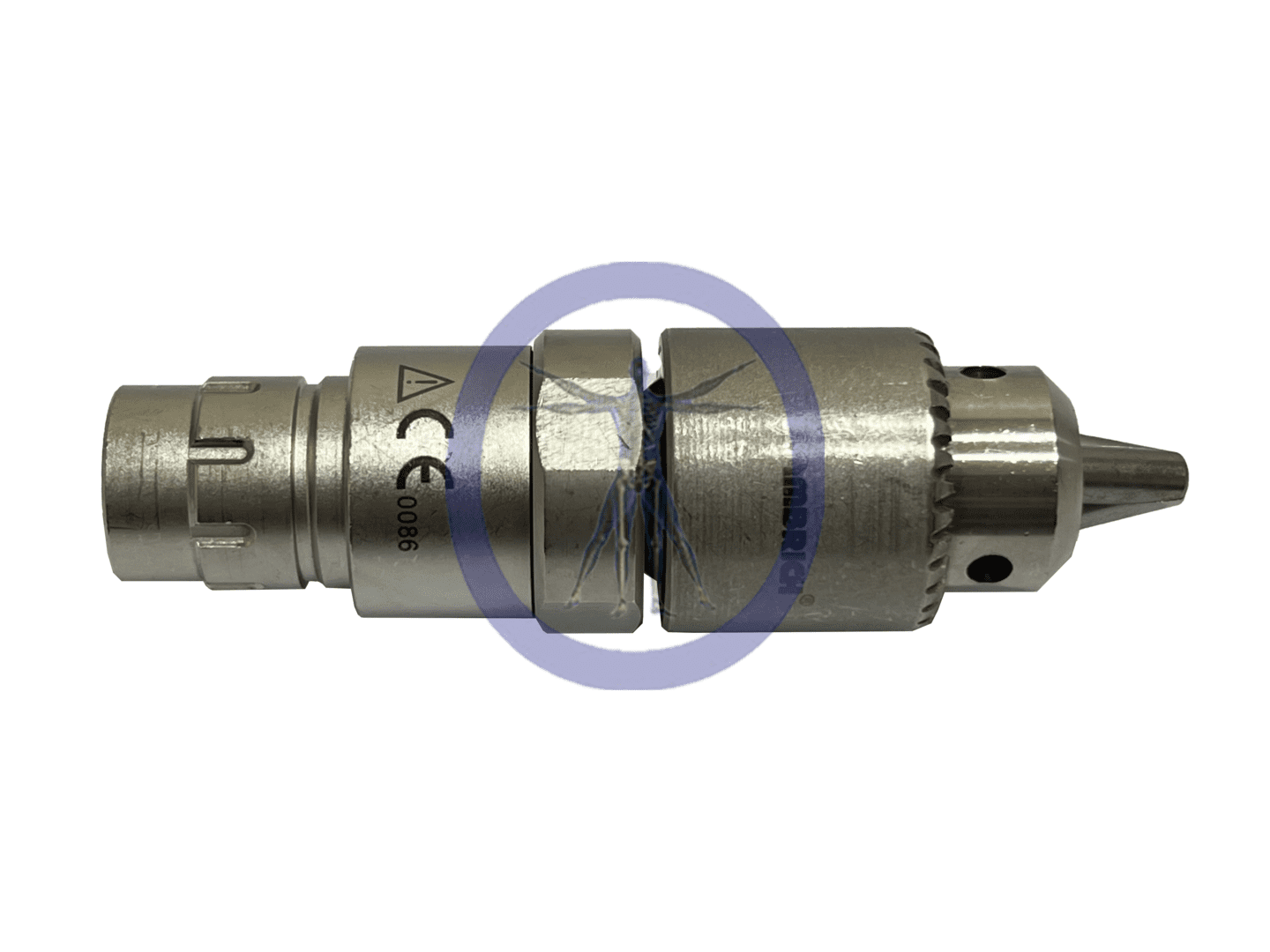 A close up of the side of a drill chuck