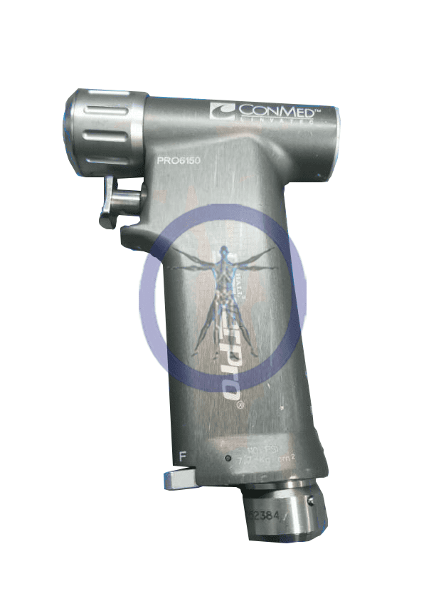 A close up of an instrument with the logo for medical device company