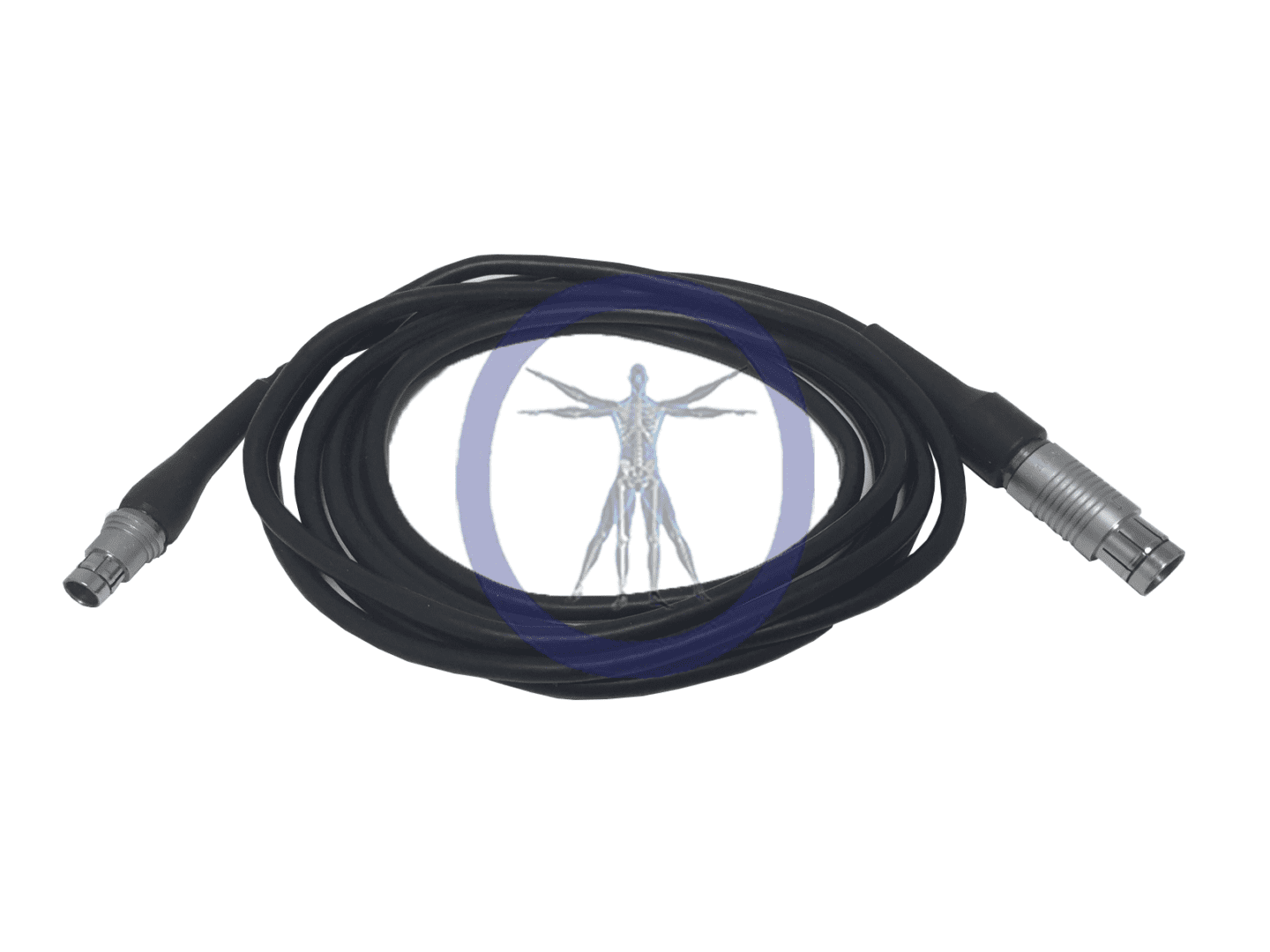 Black cable with two silver connectors.