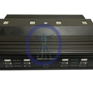 Black Microaire battery charger with LEDs.