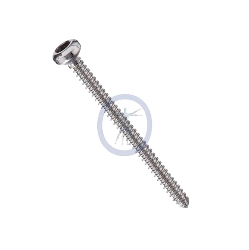 A picture of the side view of a screw.