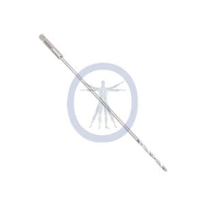 A white stick with a blue and black logo