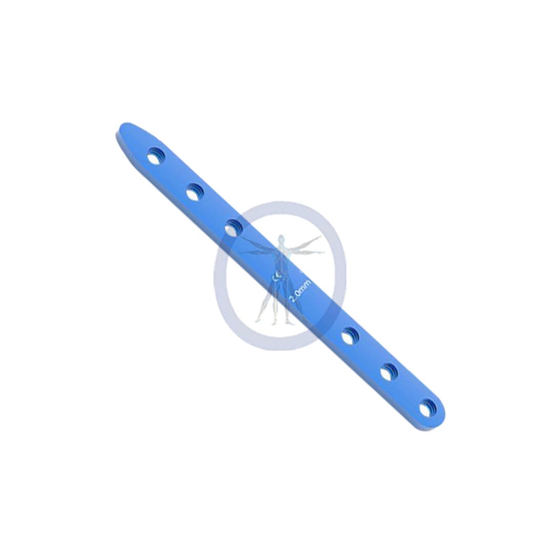 A blue plastic bar with holes in it.