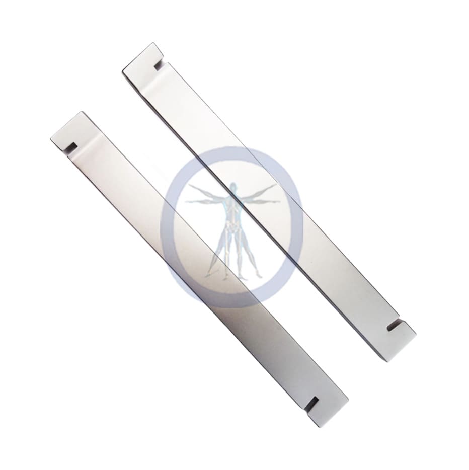A pair of metal plates with a clock on them.