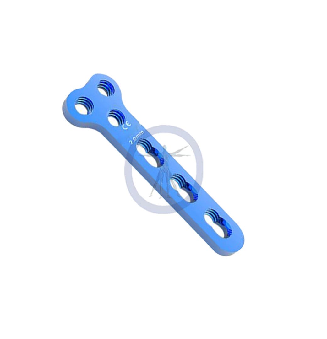 A blue plastic object with holes in it.