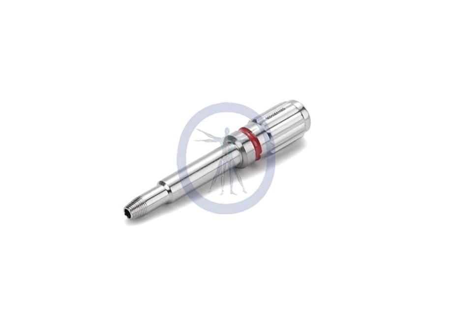 A picture of the side view of a metal pen.
