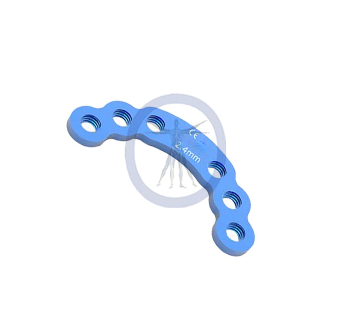 A blue plastic object with six holes in it.