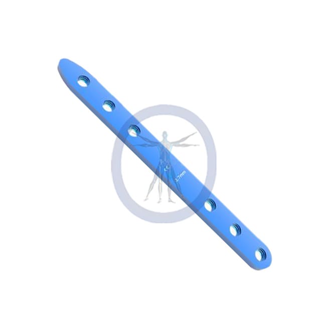 A blue plastic bar with holes in it.