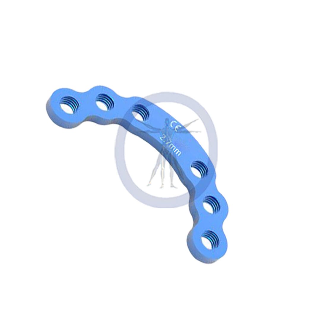 A blue plastic object with six holes.