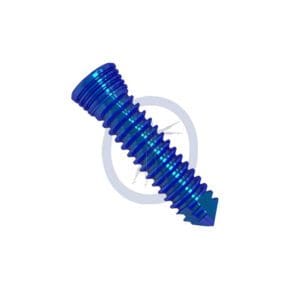 A blue screw with a white background