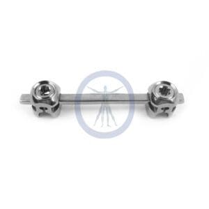 A metal bar with two nuts and one nut on it.