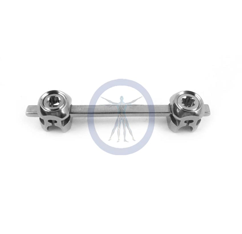 A metal bar with two nuts and one nut on it.