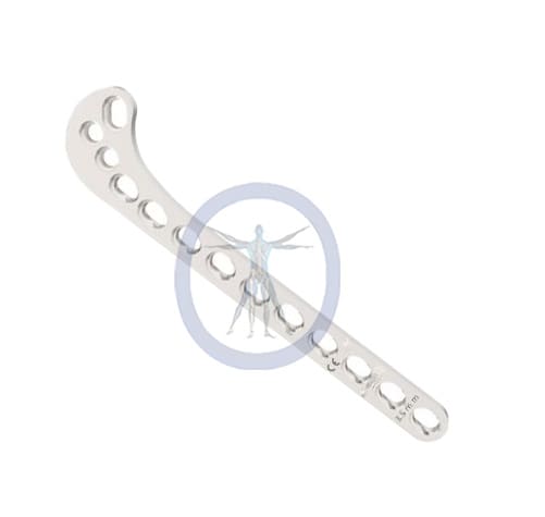 A white plastic hook with holes in it.