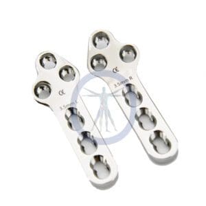 A pair of metal brackets with holes for the fingers.