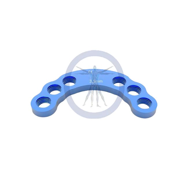 A blue plastic object with six holes.