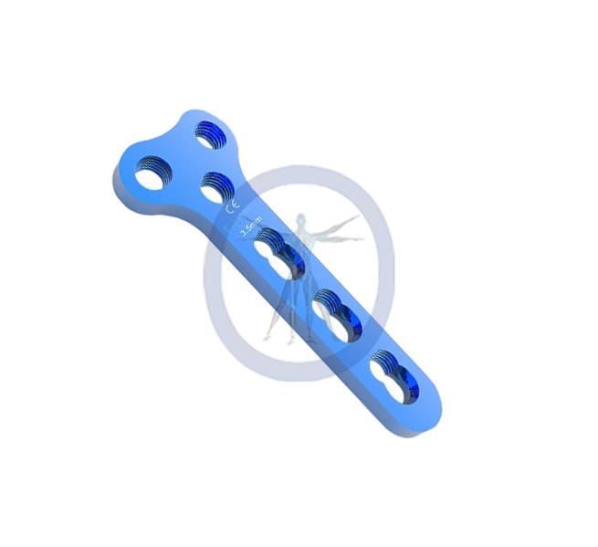 A blue plastic object with holes in it.