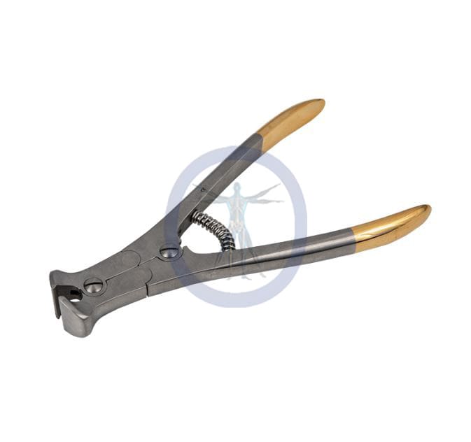 A pair of metal pliers with wooden handles.