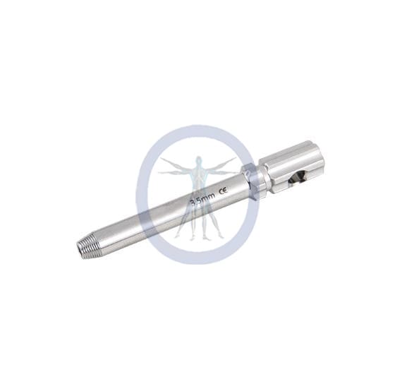 A silver pen with a black ink mark on it.