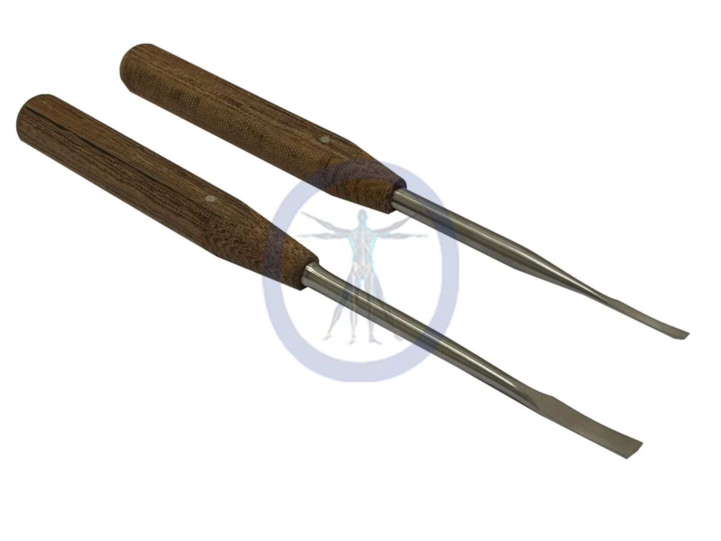 A pair of wood handled tools with a wooden handle.