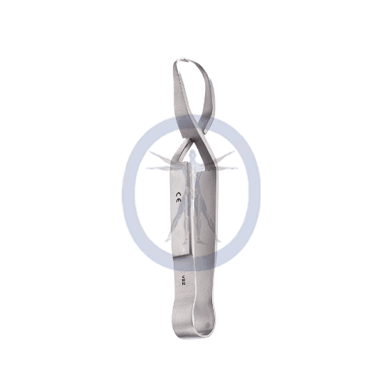 A close up of a tooth pick with a white background