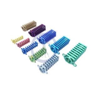 A group of different colored plastic combs.