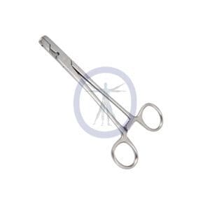 A pair of scissors with a handle on top.