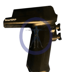 A black gun with two guns attached to it.