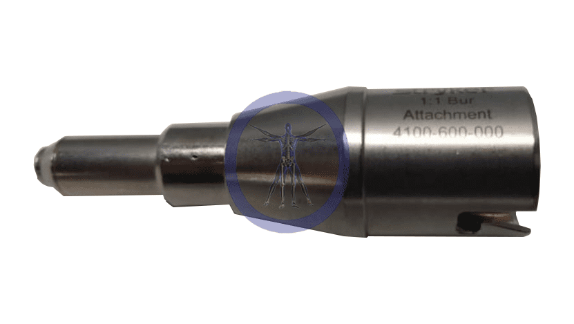 A close up of the bottom end of an industrial drill