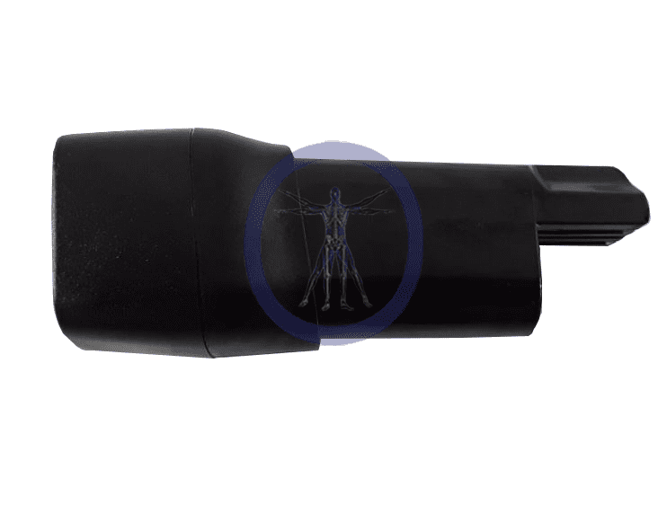 A black cable with an image of a person