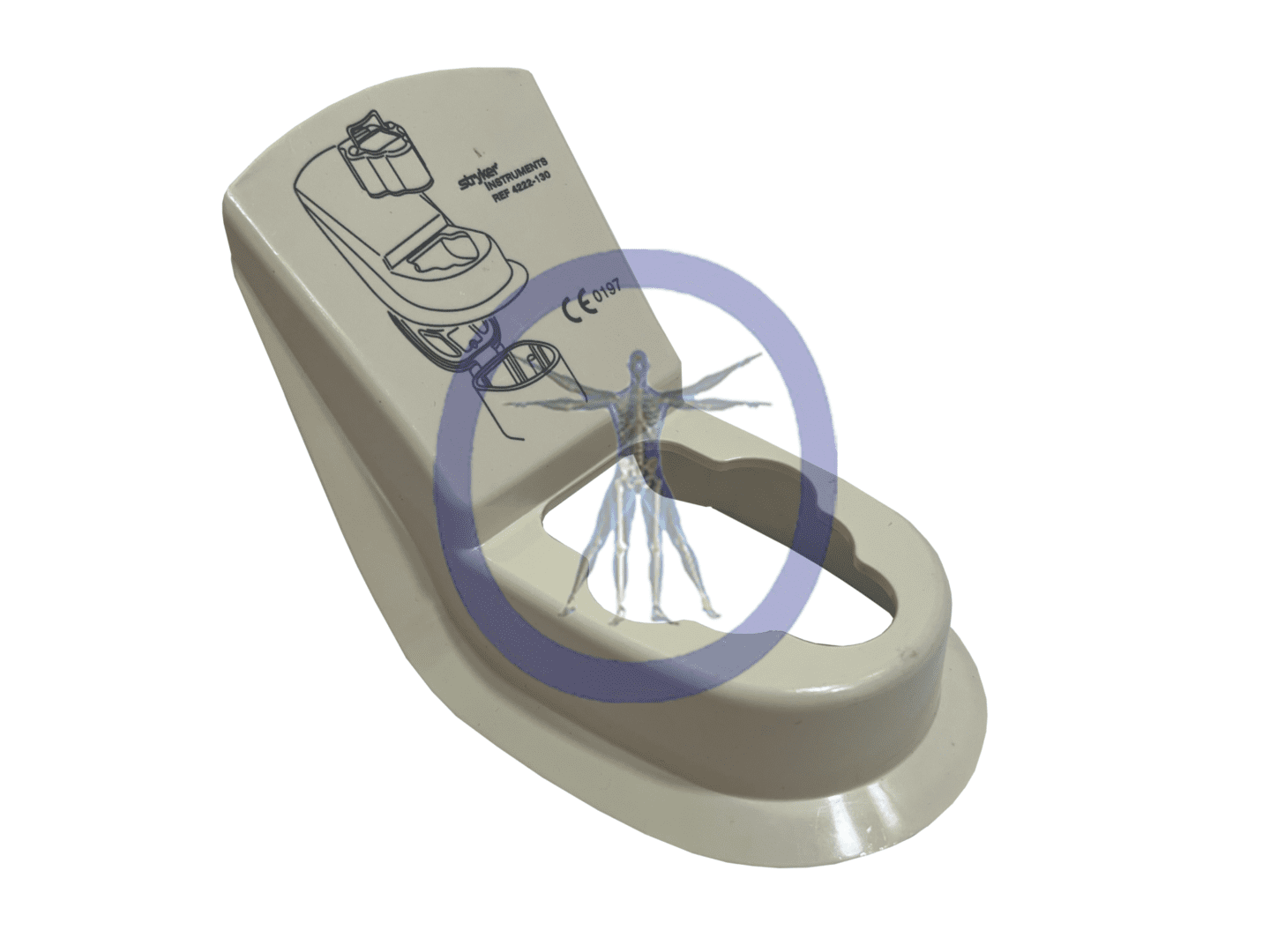 White plastic medical instrument holder.