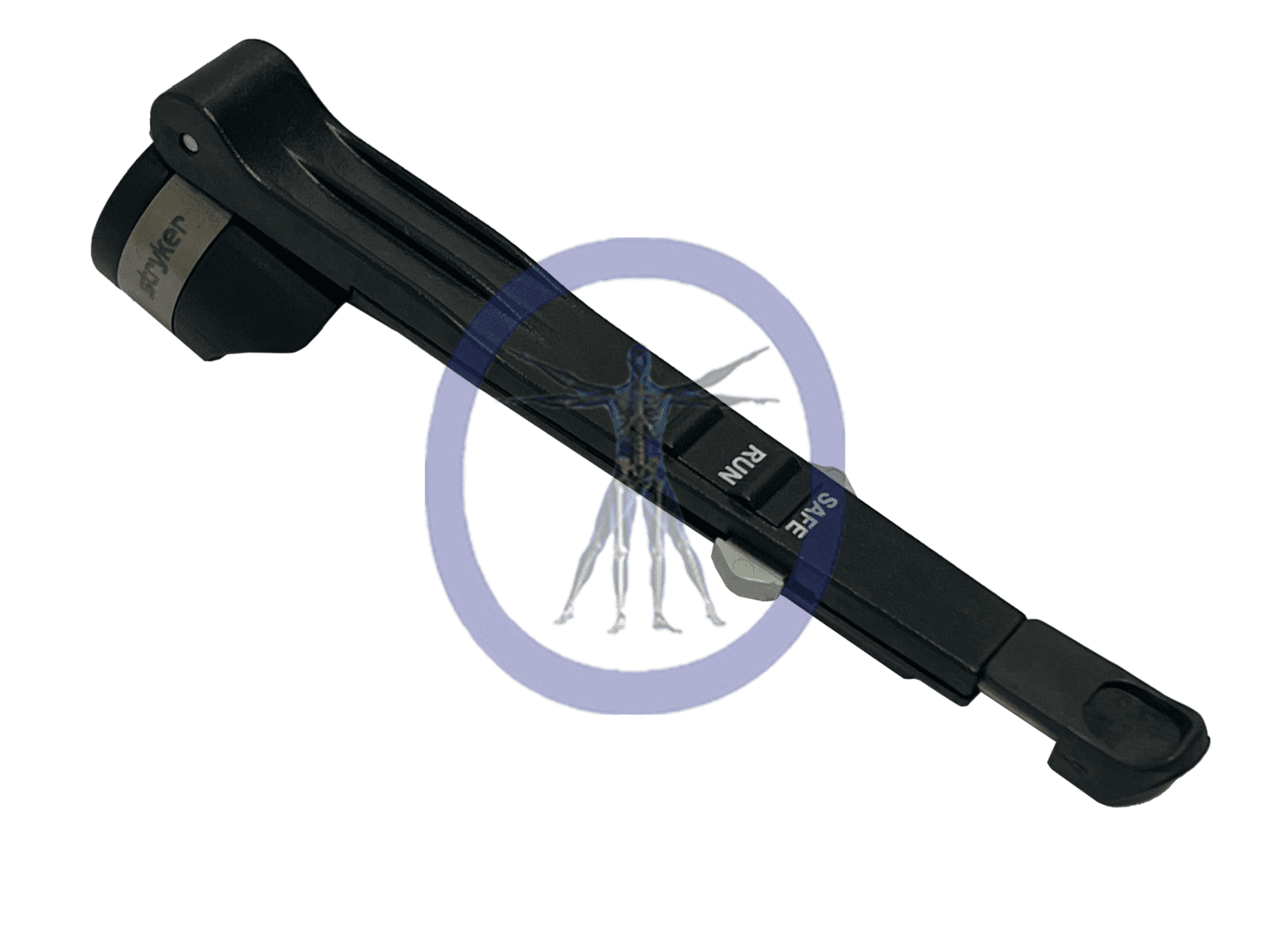 A black handle is shown with an arrow.