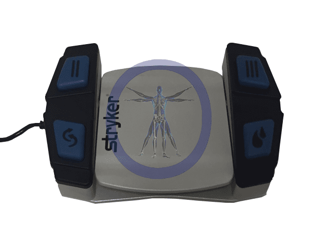 A styker device is shown with the logo on it.