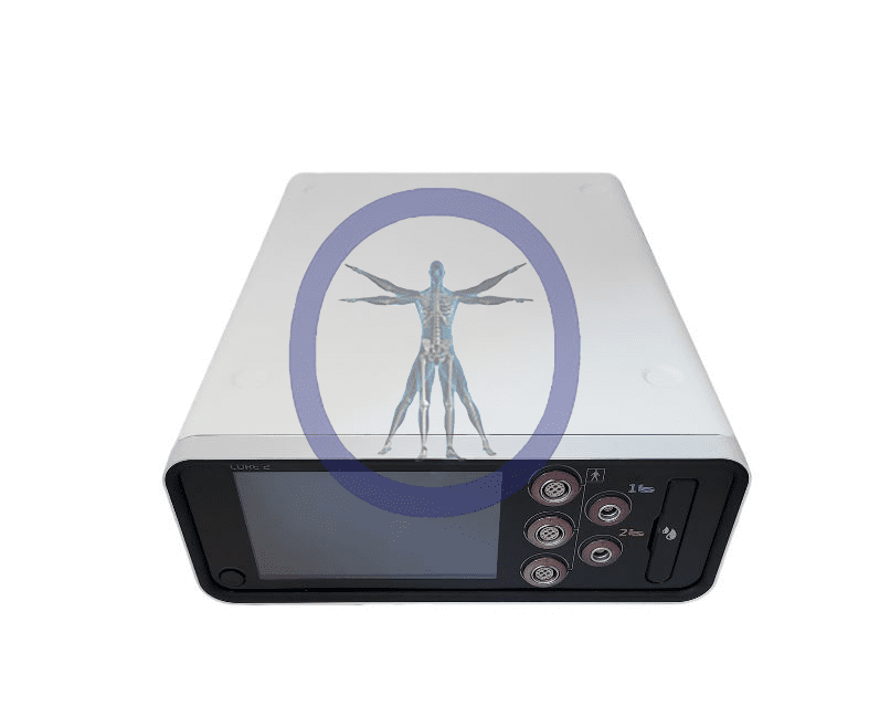 A picture of the front of a device with an image of a person.