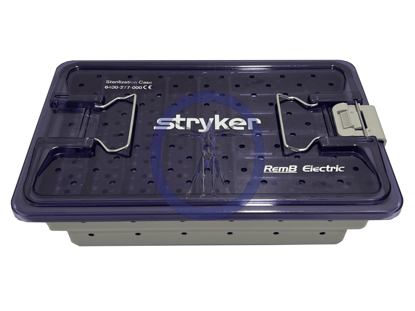 A purple and gray box with a blue lid.