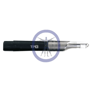 A black screwdriver with a white tip.