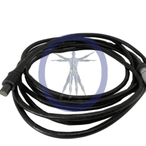 A black cable with an image of a person 's head on it.