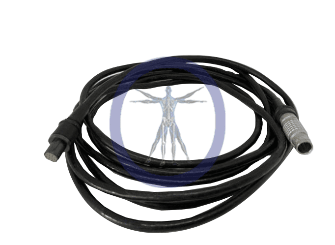 A black cable with an image of a person 's head on it.