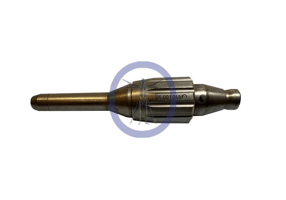 A close up of the tip of an industrial drill