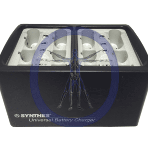 A black box with white and blue labels