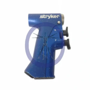 A blue stryker hand held device with two handles.