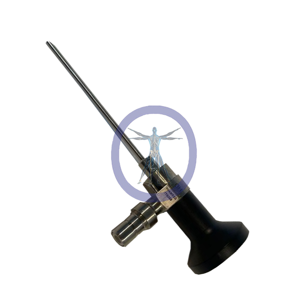 Arthrex-AR-3350-2730 2.7 mm 30º HD SYNERGY Autoclavable Arthroscope, Eyepiece illustration inside a magnifying glass with a long handle, against a white background.