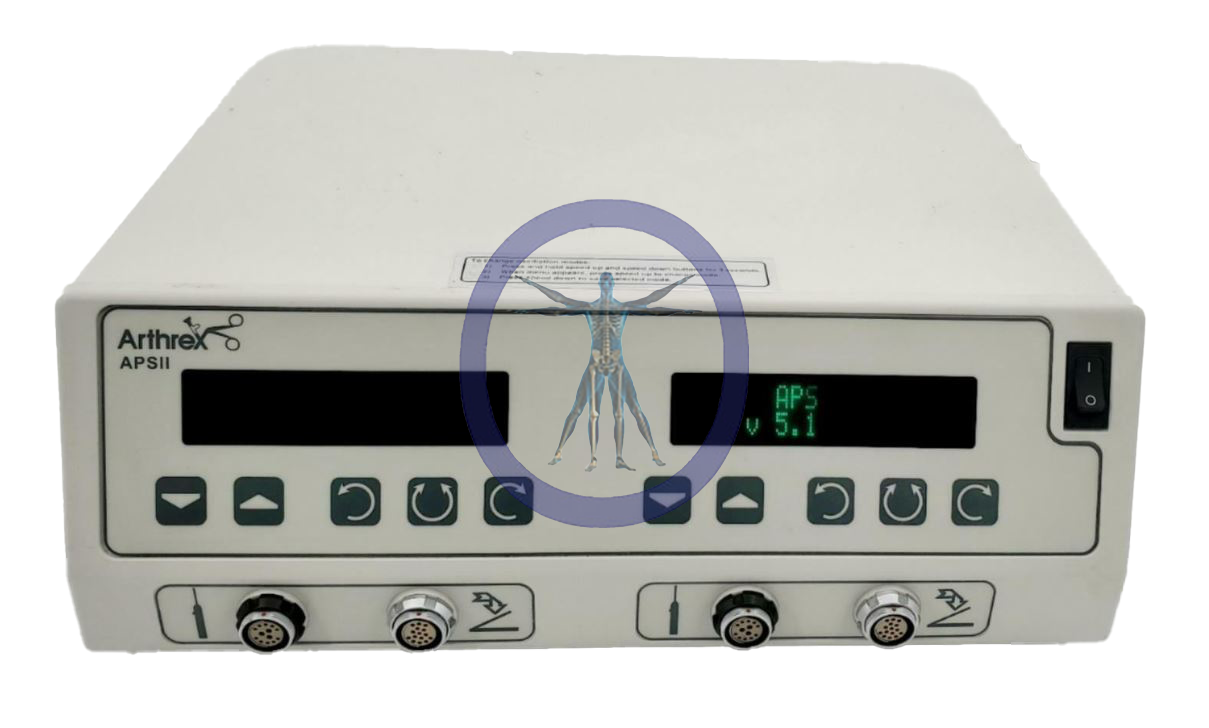 A white Arthrex AR-8300 APS II Console, with a digital display reading 5.1, surrounded by control buttons and port connections.