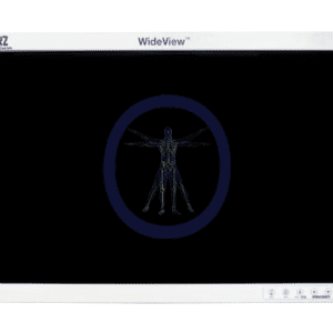 KarlStorz-SC-WU26-A1511 26″ HD LED Flat Panel Monitor displaying a vitruvian man-style diagram of a human skeletal system within circular lines.