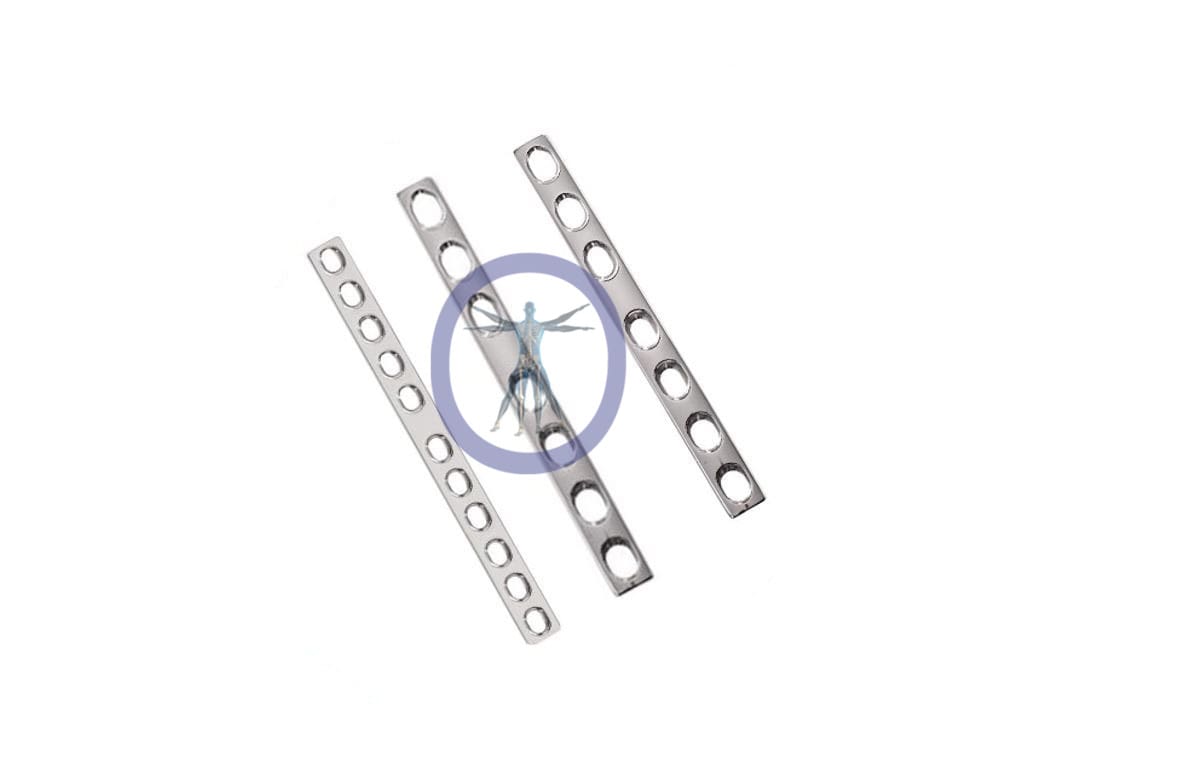 Three surgical plates with holes.